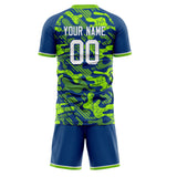 Custom Royal Neon Green GeometricalPattern Soccer Set