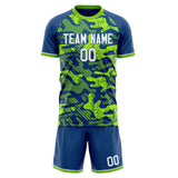 Custom Royal Neon Green GeometricalPattern Soccer Set