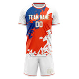 Custom White Red GeometricalPattern Soccer Set