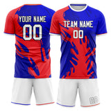 Custom Royal Red GeometricalPattern Soccer Set
