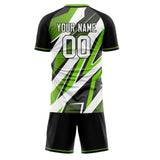 Custom White Green GeometricalPattern Soccer Set