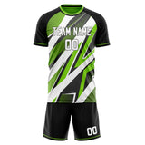 Custom White Green GeometricalPattern Soccer Set