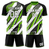 Custom White Green GeometricalPattern Soccer Set