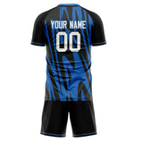 Custom Black Blue GeometricalPattern Soccer Set