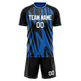 Custom Black Blue GeometricalPattern Soccer Set