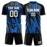 Custom Black Blue GeometricalPattern Soccer Set