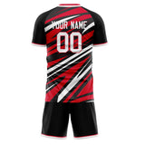 Custom Red White GeometricalPattern Soccer Set