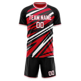 Custom Red White GeometricalPattern Soccer Set