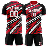 Custom Red White GeometricalPattern Soccer Set
