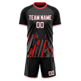Custom Black Red GeometricalPattern Soccer Set