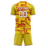 Custom Yellow Red GeometricalPattern Soccer Set