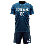 Custom Navy Blue GeometricalPattern Soccer Set