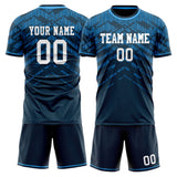 Custom Navy Blue GeometricalPattern Soccer Set