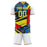 Custom White Gold GeometricalPattern Soccer Set