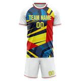 Custom White Gold GeometricalPattern Soccer Set