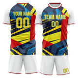 Custom White Gold GeometricalPattern Soccer Set