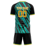 Custom Black Teal GeometricalPattern Soccer Set