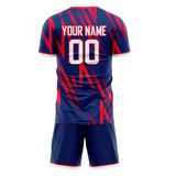 Custom Navy Red GeometricalPattern Soccer Set