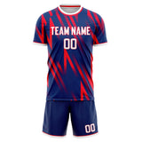Custom Navy Red GeometricalPattern Soccer Set