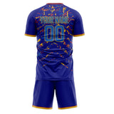 Custom Purple Blue GeometricalPattern Soccer Set