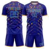 Custom Purple Blue GeometricalPattern Soccer Set
