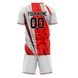 Custom White Red GeometricalPattern Soccer Set
