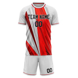 Custom White Red GeometricalPattern Soccer Set