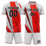 Custom White Red GeometricalPattern Soccer Set