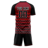 Custom Black Red GeometricalPattern Soccer Set