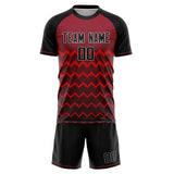 Custom Black Red GeometricalPattern Soccer Set