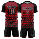 Custom Black Red GeometricalPattern Soccer Set