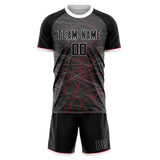 Custom Gray Black GeometricalPattern Soccer Set