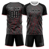 Custom Gray Black GeometricalPattern Soccer Set