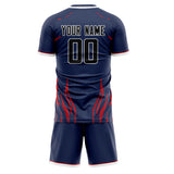 Custom Navy Black GeometricalPattern Soccer Set