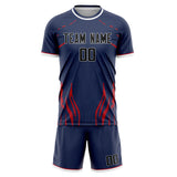 Custom Navy Black GeometricalPattern Soccer Set