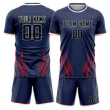 Custom Navy Black GeometricalPattern Soccer Set