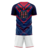 Custom Navy Red GeometricalPattern Soccer Set