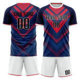 Custom Navy Red GeometricalPattern Soccer Set