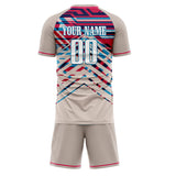 Custom Cream Pink GeometricalPattern Soccer Set