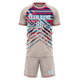 Custom Cream Pink GeometricalPattern Soccer Set