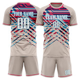 Custom Cream Pink GeometricalPattern Soccer Set