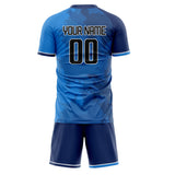 Custom Blue Black GeometricalPattern Soccer Set
