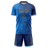 Custom Blue Black GeometricalPattern Soccer Set