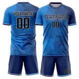 Custom Blue Black GeometricalPattern Soccer Set