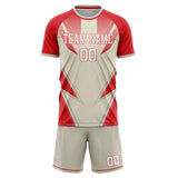 Custom Red Cream GeometricalPattern Soccer Set