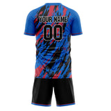 Custom Blue Black GeometricalPattern Soccer Set