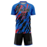 Custom Blue Black GeometricalPattern Soccer Set