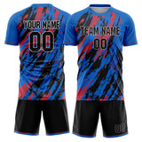 Custom Blue Black GeometricalPattern Soccer Set