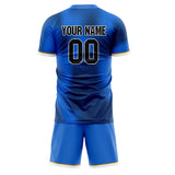 Custom Blue Black GeometricalPattern Soccer Set