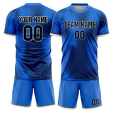 Custom Blue Black GeometricalPattern Soccer Set